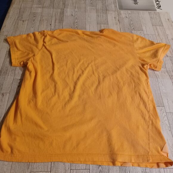 Guess Shirt Mens Large Yellow Short Sleeve Spellout Striped Tee - Picture 4 of 7